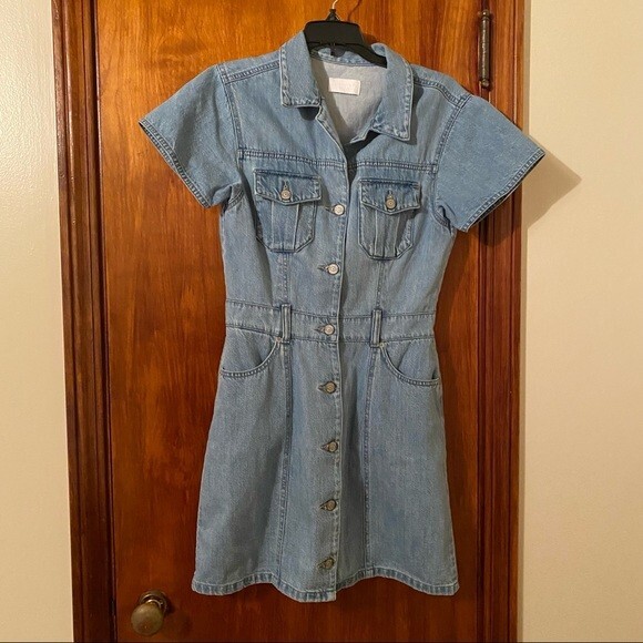 Boyish Denim Dress Mini Blue Sydney General Safari Short Sleeve Button Utility - Picture 2 of 11